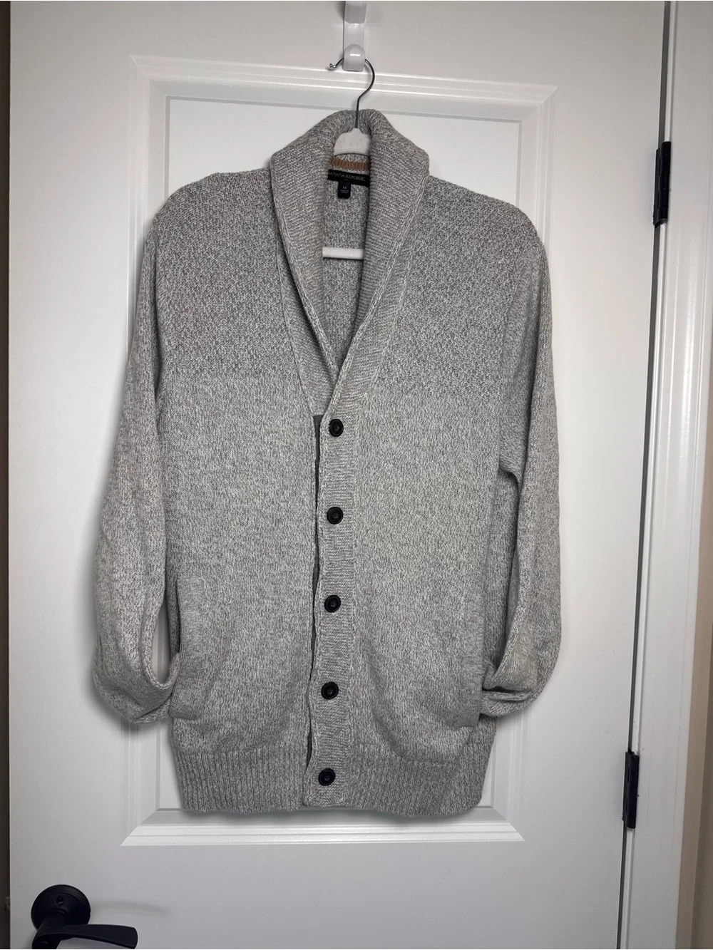 Banana Republic Men's Shawl Collar Cardigan - Light Gray Heather